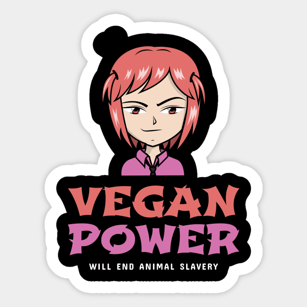 Vegan Power Anime Girl Sticker by Herbivore Nation - Vegan Gifts